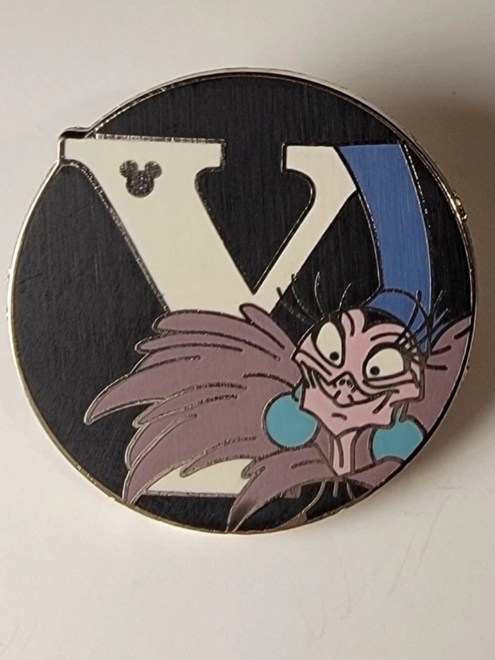 Yzma Y Monogram Button Hidden Mickey Disney Emperor's New Groove Enamel Pin